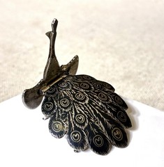 Vintage Vilai Sterling Silver Niello Peacock Brooch Pin Made In Siam 2.5”