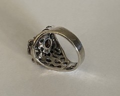 Vintage Men’s Sterling Silver Brutalist Tigers Eye Ring Modern Design Sz. 9.5″
