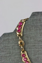 Barclay Gold Tone Choker with Pink Rhinestones, Signed, 58gr
