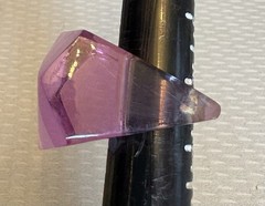 70s Vintage Lucite Ring Lilac Lavender Striped Clear Faceted High Dome size 5.5