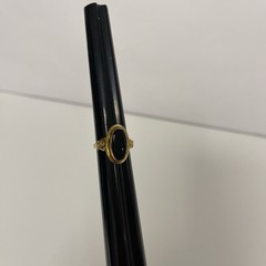 Vintage Danecraft Gold Tone Onyx Ring Size 5.25 adjustable