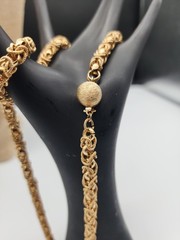 Vintage 22″ Gold Tone Textured Byzantine Link Necklace 22″ Box Clasp