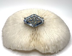 Vintage Sky Blue Baguette Round Marquis Rhinestone Brooch Pin