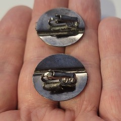 Vintage Sterling Silver Modernist Art With Mesh Wire Strip Clip On Earrings