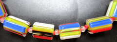 Gorgeous Colorful Rainbow Striped Glass Bead Vintage Necklace