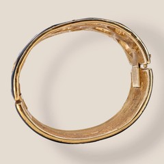 CINER, Signed Vintage, 18k Gold Plated, Jet Enamel Geometric Bracelet