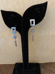 Napier Screwback Earrings Vintage Chunky Drop Dangles Silver Plated Metal 1.5″