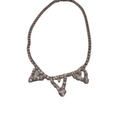 Vintage Clear Rhinestone Necklace Silver Tone Crystal 15 in