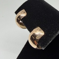 Vintage 18K Yellow Gold Wide Huggie Hoop Screw Back Earrings 3.22g 18MM x 10MM