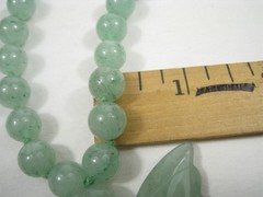 Vintage Jade Butterfly Necklace Jadeite Green Beaded 26 in Beaded Pendant Tassel