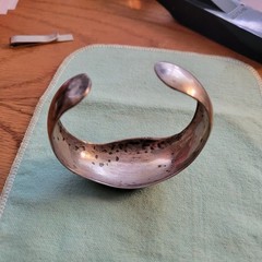 Midcentury Modern Middle East Silver & Niello Picture Bracelet Palms Camel Boat
