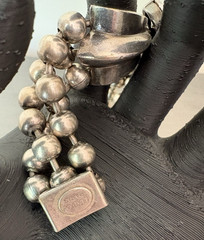 Ikuo Ichimori Paris Bracelet Antique Silver Tone Metal Lg Rhinestone 6″ VTG