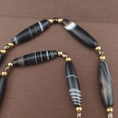 Vintage Tiny Sulaimani Natural Eyes Agate Beads Necklace 24in 6.2–24.2mm