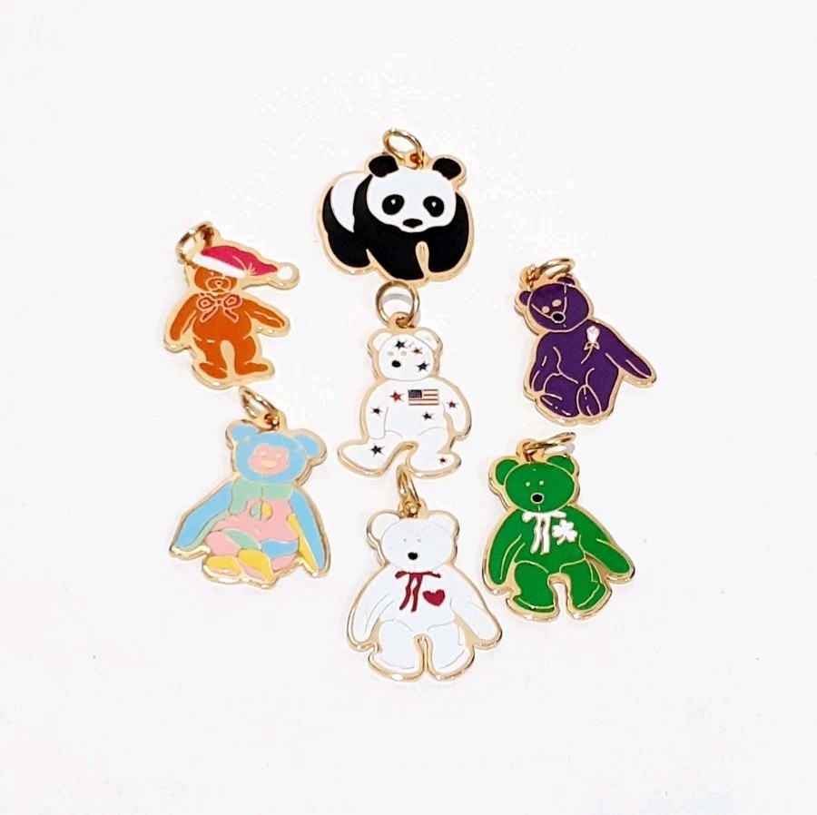 Vintage Ty Beanie Babies Bear & Panda Charm Lot of 7 SEE DESCRIPTION Free Ship!