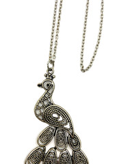 Vtg 80s Silver Tone Stunning Peacock Necklace, Bird, Animal, Work, Office,Boho