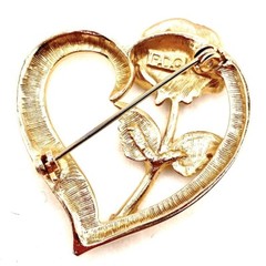 Vtg GoldTone RDC Princess Diana Memorial Heart Rose Brooch Pin Love Legacy V