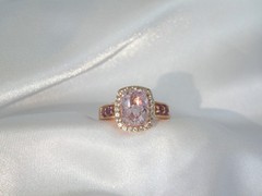 Rose Gold on Sterling Silver 925 Natural Irradiated Morganite Size 6 Ring