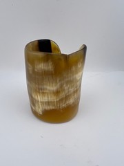 Vintage 1970s Horn CUFF Bracelet Wide Artisan Carved Made in Africa BOHO Hippie