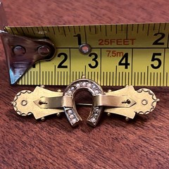 Victorian Brooch Pin 9K .375 Yellow Gold English Hallmarks Pearls Horseshoe