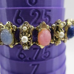 Vintage Egyptian Revival Bracelet Scarab Simulated Pearl CLASP METAL WEAR