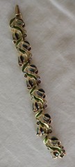 Rare Signed BSK Vintage Gorgeous Enameled AB Rhinestone flower 5 link Bracelet