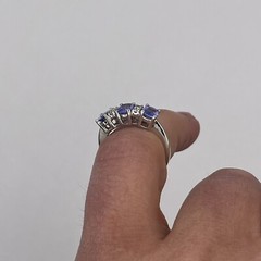 14k White Gold Ladies Oval Tanzanite and Round Diamond Band Size 5.5