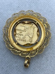 VINTAGE HANDMADE Solid 22K Yellow Gold DIKRAN THE GREAT of ARMENIA Charm Pendant