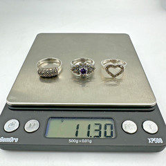 Vintage Sterling Silver Lot 3 Beautiful Marcasite Rings Sizes 5.75, 7.75 & 8