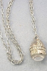 Silver-tone Fabergé egg-style Watch pendant Crown TRIFARY necklace 32in.