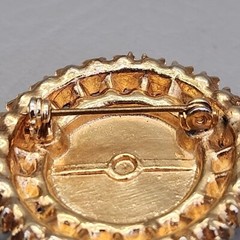 Vintage Rhinestone Brooch Round Domed 1 3/8″