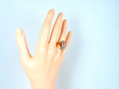 Vintage 10k Gold White Diamond Cluster Statment Cocktail Ring Split Shank Design