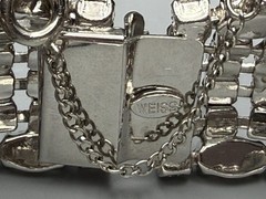 Weiss Rhinestone Bracelet Vintage Wide Dome 6 Row Large 7.75” Long 1 In Wide