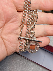 Silver & Gold Fob Curb Link Chain/Necklace – AHS – Chester – 1900 / 1914