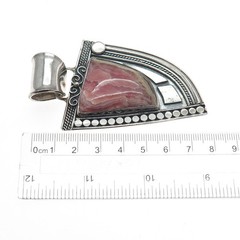 925 Sterling Silver Vintage Real Rhodochrosite Modernist Heavy 41.4g Pendant