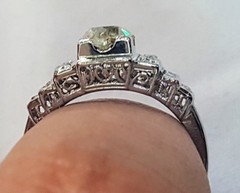 Vintage 18k White Gold Engagement Ring 1.03ct. Natural Old Euro Cut Diamond