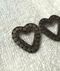 Beautiful Large Vintage Sterling Silver Triple Heart Bar Brooch Pin