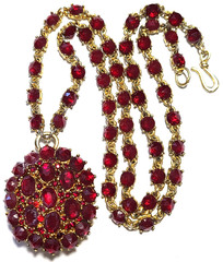 VINTAGE STUNNING CARNELIAN RED GLASS CRYSTAL SIGNED MMA CH NECKLACE