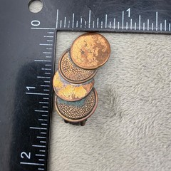 Vintage Copper Necklace Clip On Earrings Set Faux Coin 17”
