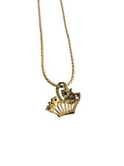 Vintage Gold Tone Chain Necklace w/ Rhinestone Flower Basket Pendant