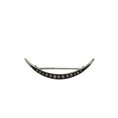 Antique Victorian Crescent Moon Brooch Pin Seed Pearl Sterling Silver 1 3/4″