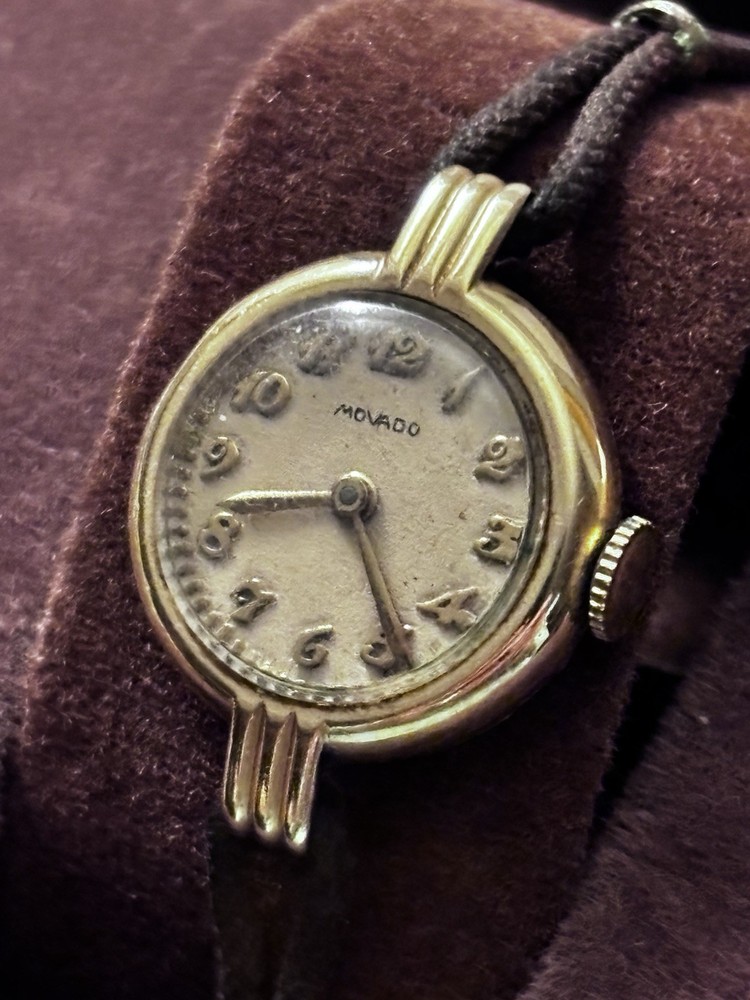 Antique Art Deco Movado Gold Filled Lady Wrist Watch / Gemex GF Band Mechanical