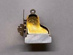 VTG JMS Piano Charm Pendant Opens Gold Filled Locket 3D Signed