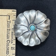 Vintage Revlon Jontue Solid Perfume Compact Flower Turquoise Cabochon Pendant