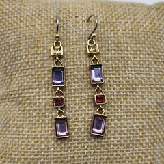 Lovely Liz Claiborne Gem tones dangle earrings pierced whimsical classic style