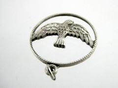 Vintage BLI Sterling Silver Etched Dove Bird Pendant 925 2.9g 7/8 Inch Diameter