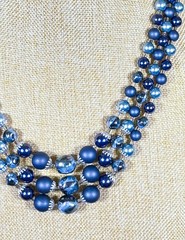 Vintage Japanese Aqua Blue Pearl Necklace (Faux ) Multi Strand Statement Jewelry