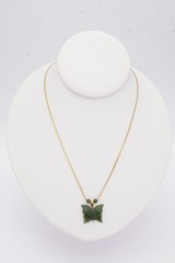 Vintage Gold Filled Jade Butterfly Pendant Necklace 17.75″