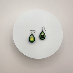 Vintage 90s Avocado Googly Eye Dangle Earrings Green Polymer Clay Fun Fashion