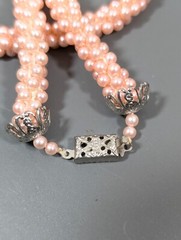 Vintage Pink Faux Pearl Cluster Bead Choker Necklace Classic MCM 15 in Collar