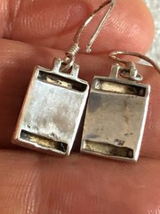Vintage Sterling Silver Black Onyx Marcasite Dangle Earrings 925 Square 1″ 7806